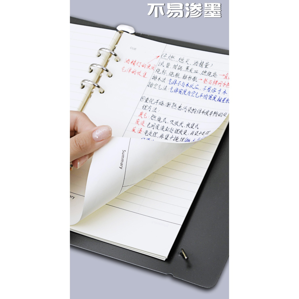 【黑白+彩頁活頁本專用內芯】B5/A5塑面活頁筆記本子內芯6孔/9孔活頁紙替換方格橫線英語空白錯題康奈爾內芯-細節圖9
