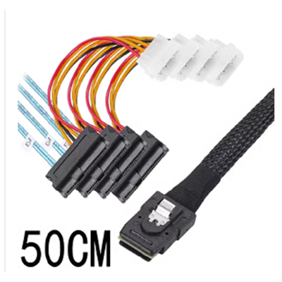 陣列卡Mini SAS 8087轉4個sff8482SAS硬碟大4PINSATA供電頭連接線-細節圖2
