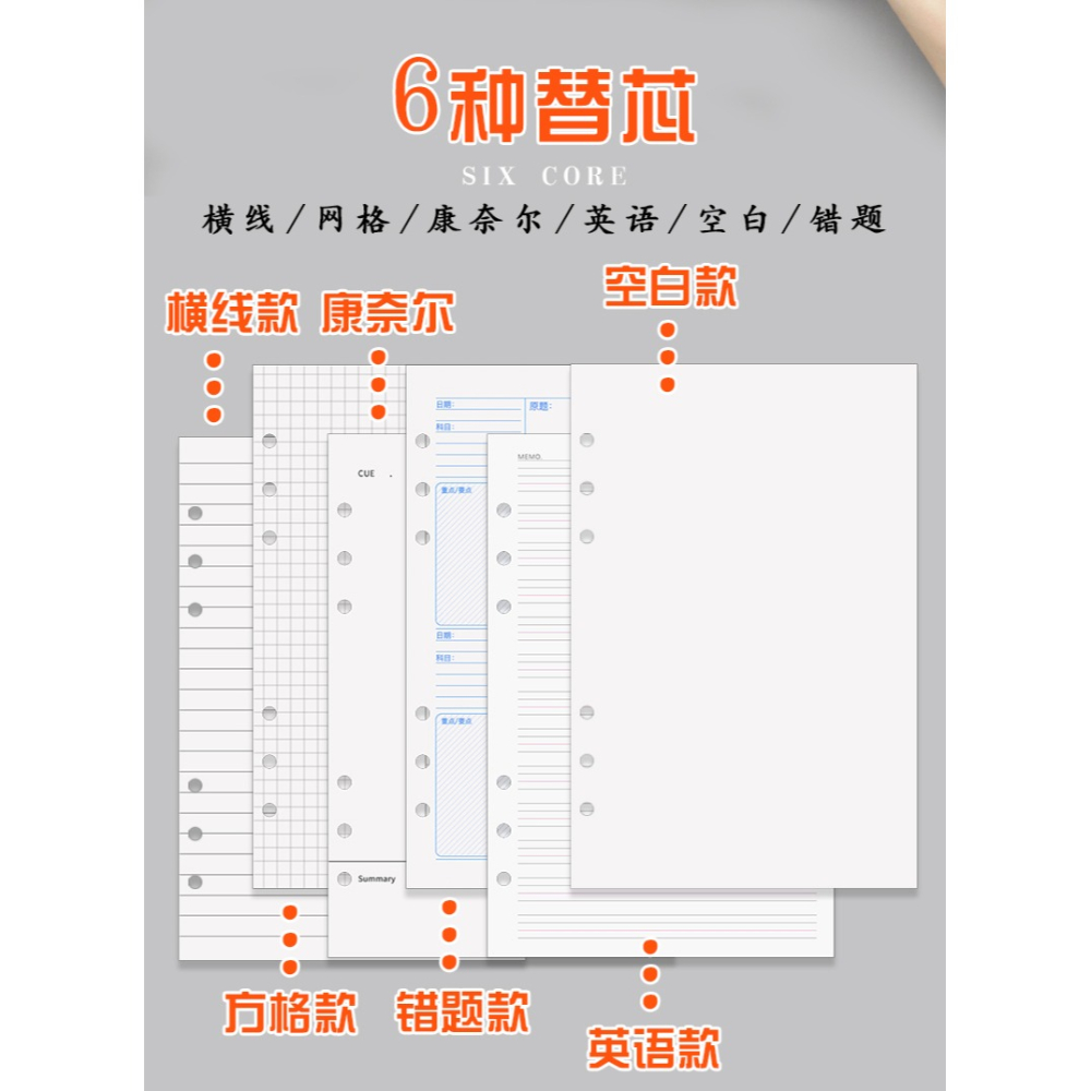 可拆卸透明軟殼活頁本子A5B5康納爾網格可換替芯筆記本扣環金屬夾活動頁磨砂簡約大學生考研記事手帳本記事本-細節圖9