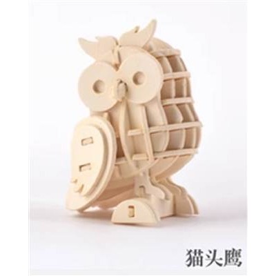 手工益智DIY立體紙質動物造型拼裝模型3D迷你手工紙雕模型材料包(貓頭鷹+松鼠)-細節圖2
