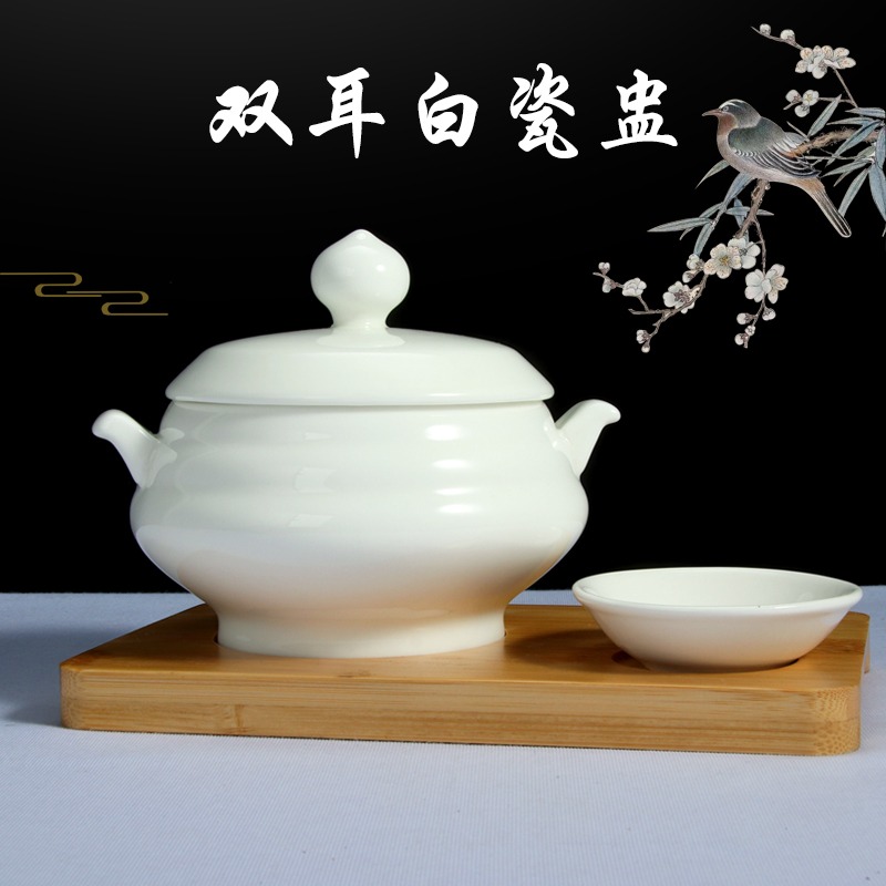 時尚青瓷帶蓋碗創意個性中式位上海參松茸盅陶瓷魚翅加熱保溫燉盅-細節圖2