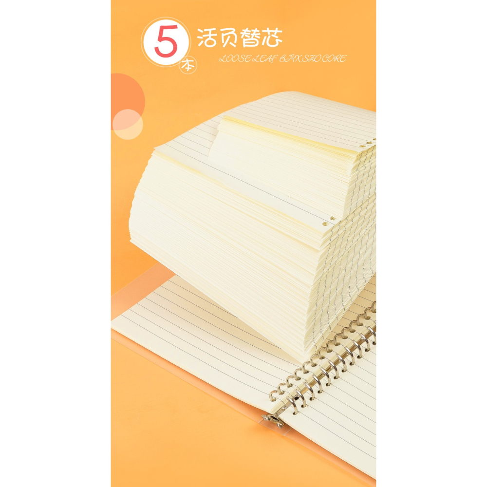 A5活頁紙活頁本20孔替芯康奈爾考研筆記本加厚方格子橫線網格本版學生外殼可拆卸活頁替換本芯活頁內芯-細節圖6