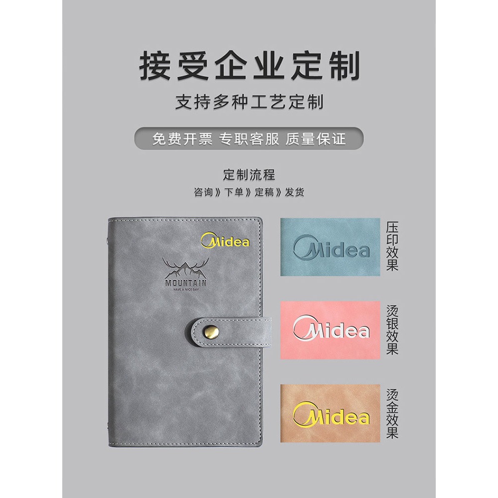 筆記本2022年新款可拆卸活頁筆記本子A6大學生日記本簡約活頁紙計劃本商務辦公會議記錄本手帳本定製logo-細節圖5