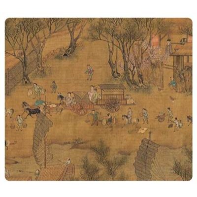 北宋全景清明上河圖明清摹本[絹布]古畫複製品人物長卷複製畫畫心未裱框尺寸：28X914cm-細節圖3