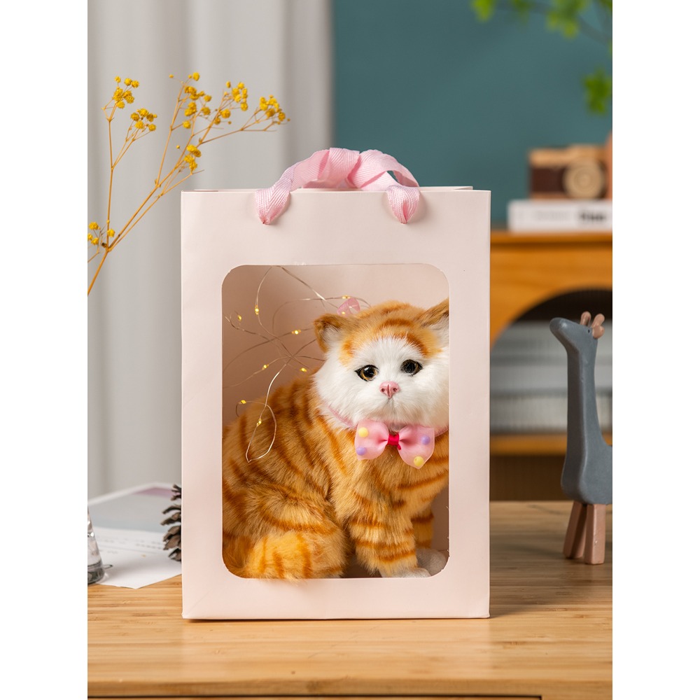 仿真貓動物玩偶兒童玩具假貓會叫貓咪毛絨小貓咪擺件生日禮物女孩-細節圖3