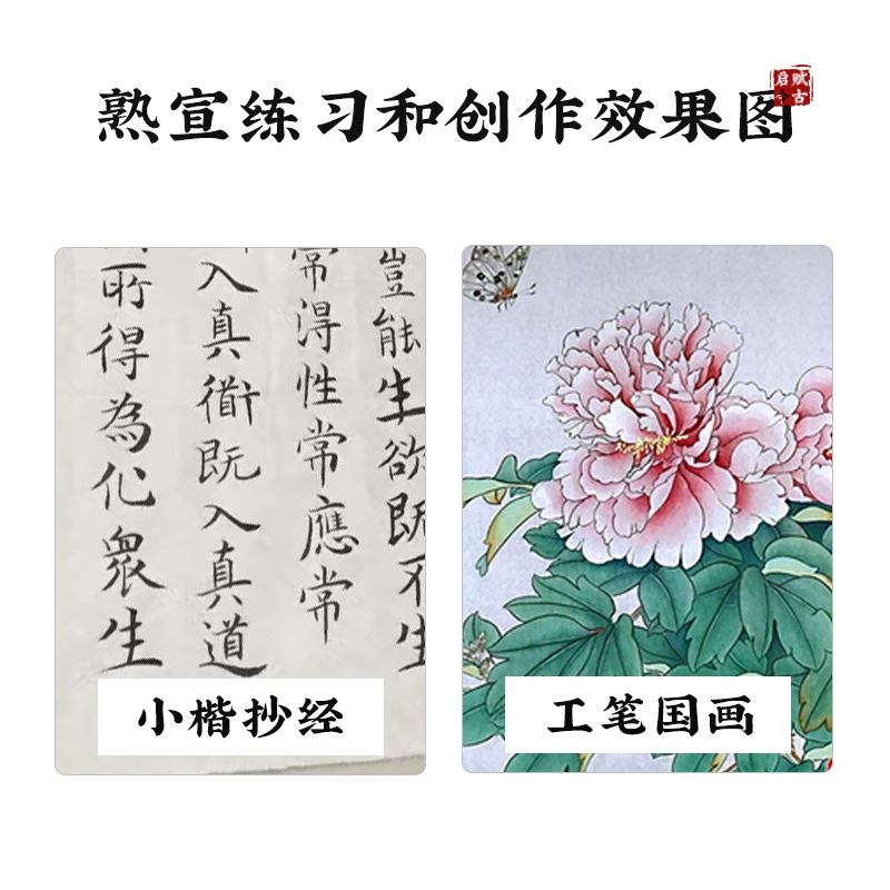 工筆畫紙 專用熟宣 三尺整張四尺對開初學者國畫書法畫畫熟萱宣紙-細節圖2