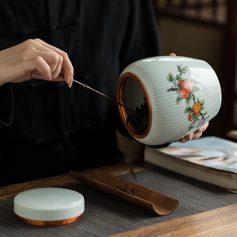 茶葉罐陶瓷半斤裝密封罐防潮存儲茶罐大號茶葉包裝盒醒茶罐子家用-細節圖3