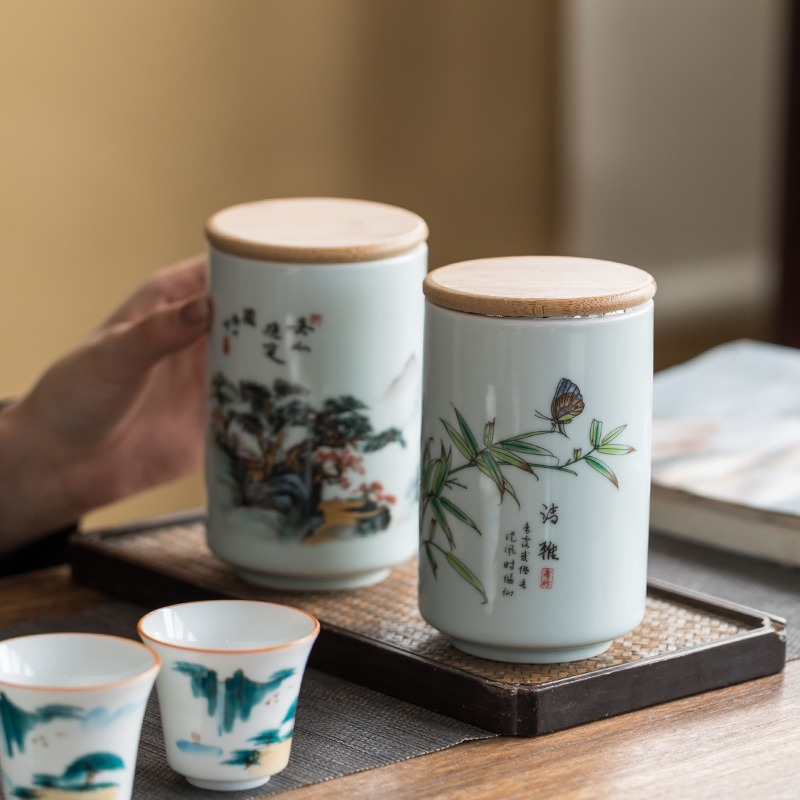 茶葉罐陶瓷半斤裝密封罐防潮存儲茶罐大號茶葉包裝盒醒茶罐子家用-細節圖4