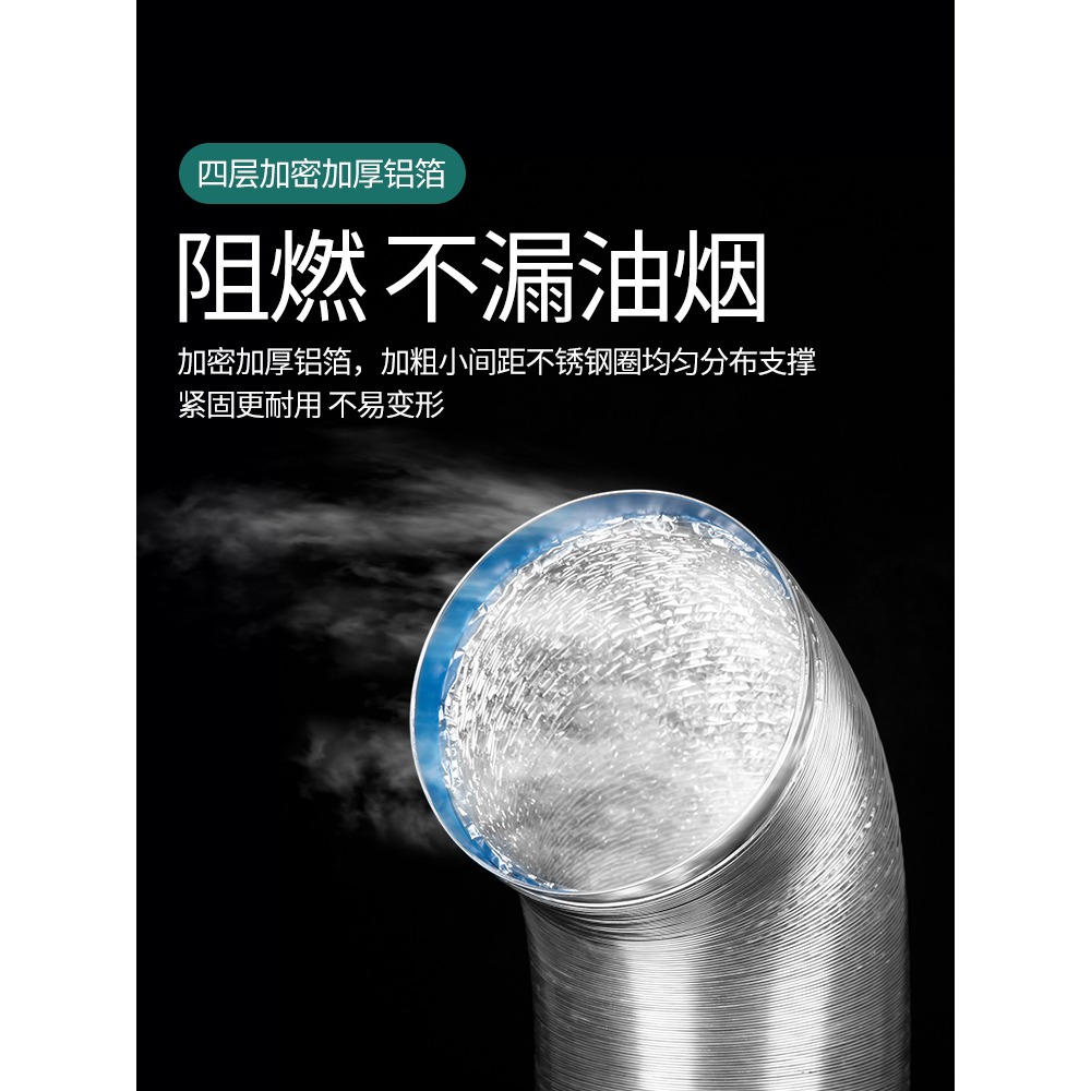 抽吸油煙機排煙管排煙管道排風管鋁箔油煙管廚房伸縮軟管排氣管-細節圖2
