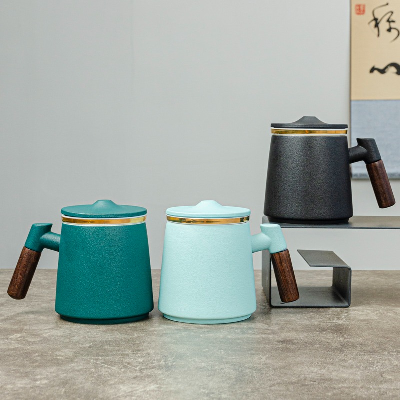 陶瓷辦公室過濾泡茶杯水杯家用刻字馬克杯大容量帶蓋logo-細節圖2