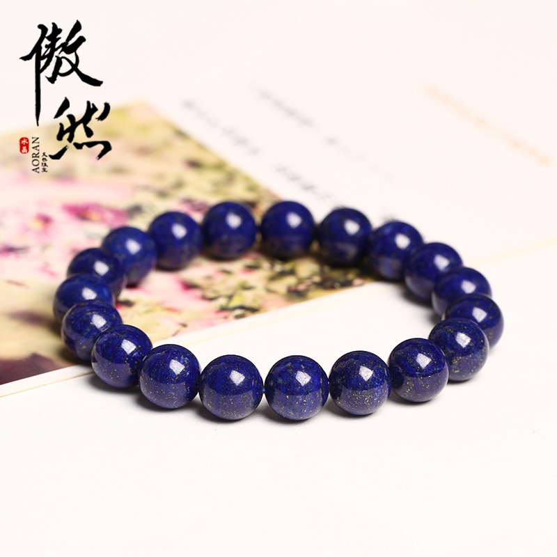 傲然天然青金石手鏈 阿富汗青金石女款手鏈 5A收藏級天然青金手鏈-細節圖3