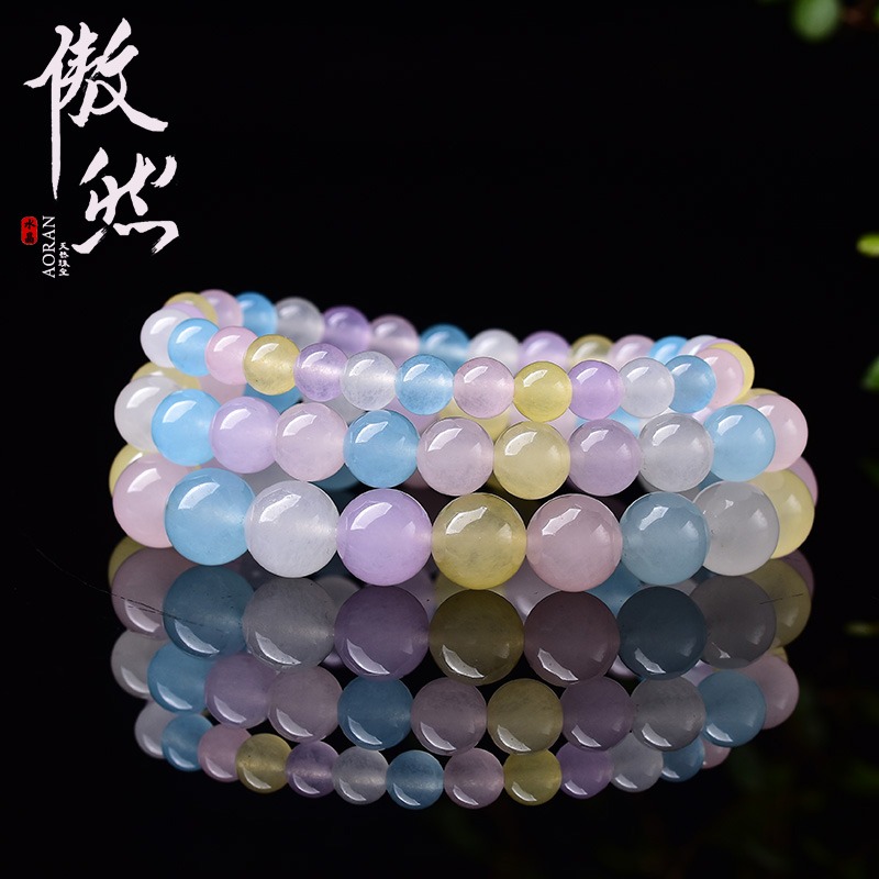 傲然糖果色玉髓手鏈 五色彩色玉髓手鏈 清新甜美糖心彩玉髓手鏈-細節圖4