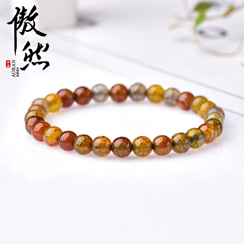 傲然天然龍紋瑪瑙手鏈  彩色瑪瑙佛珠龍鱗石手串 男女情侶款手鏈-細節圖4