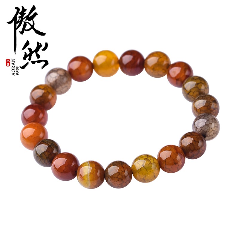 傲然天然龍紋瑪瑙手鏈  彩色瑪瑙佛珠龍鱗石手串 男女情侶款手鏈-細節圖5