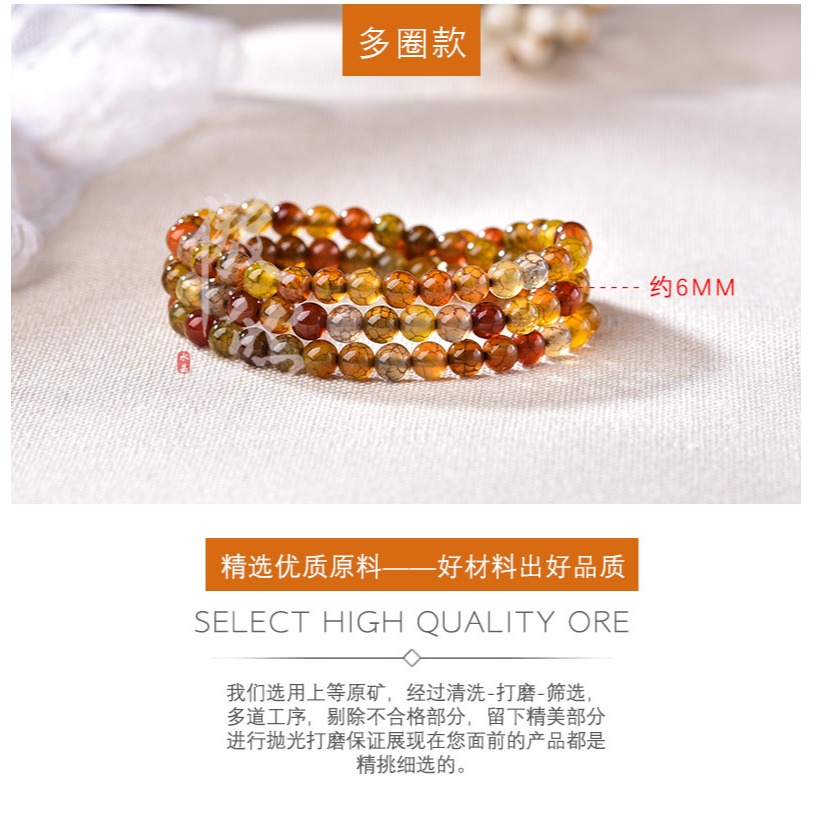傲然天然龍紋瑪瑙手鏈  彩色瑪瑙佛珠龍鱗石手串 男女情侶款手鏈-細節圖8