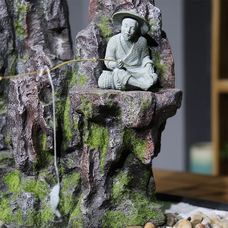 仿真釣魚翁小擺件中式微縮景觀造景人物裝飾擺設假山盆景佈景配件-細節圖3