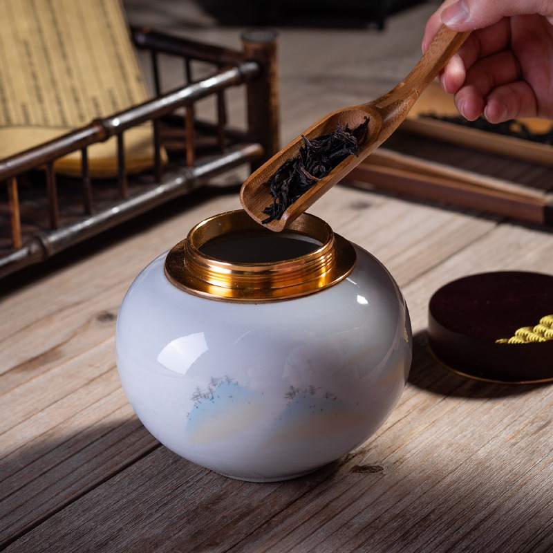 茶葉罐陶瓷密封罐大號一斤裝家用便攜小號防潮儲茶罐小罐茶禮盒-細節圖2