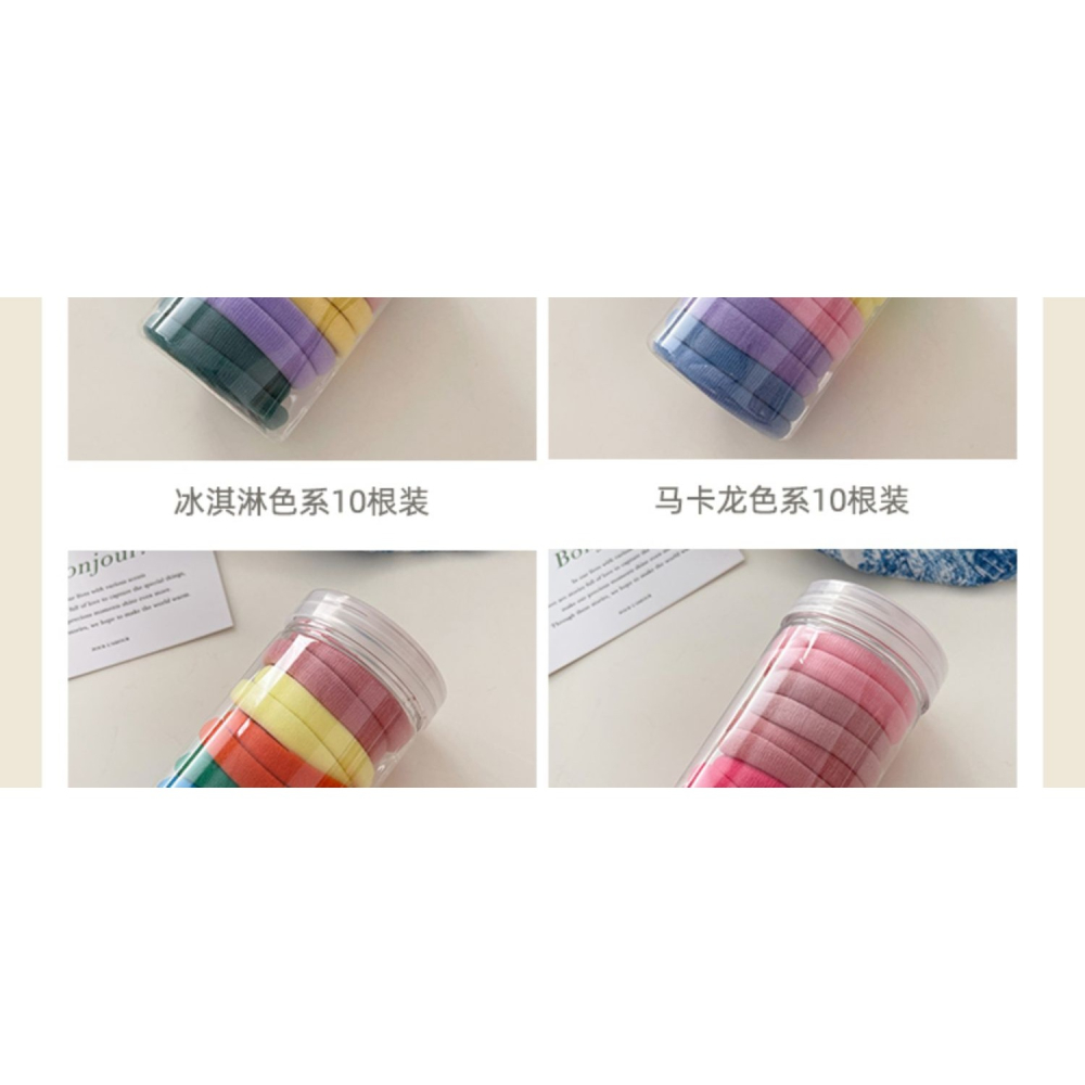 10條罐裝頭繩女夏季馬尾發圈簡約丸子頭發繩可愛日系扎頭發橡皮筋-細節圖7