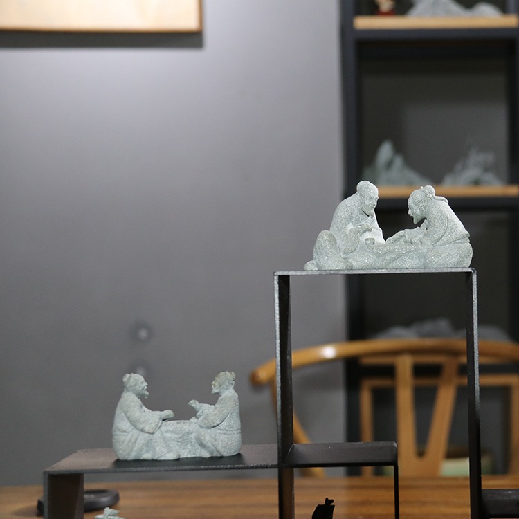 仿真下棋老者擺件園藝花卉盆景假山景觀造景裝飾對弈老頭裝飾擺設-細節圖3
