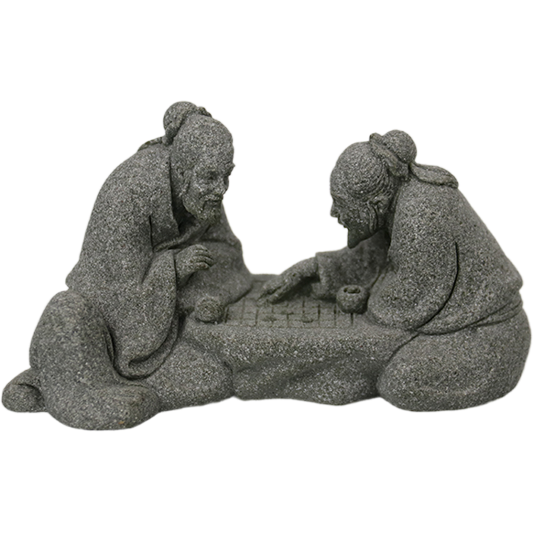 仿真下棋老者擺件園藝花卉盆景假山景觀造景裝飾對弈老頭裝飾擺設-細節圖5
