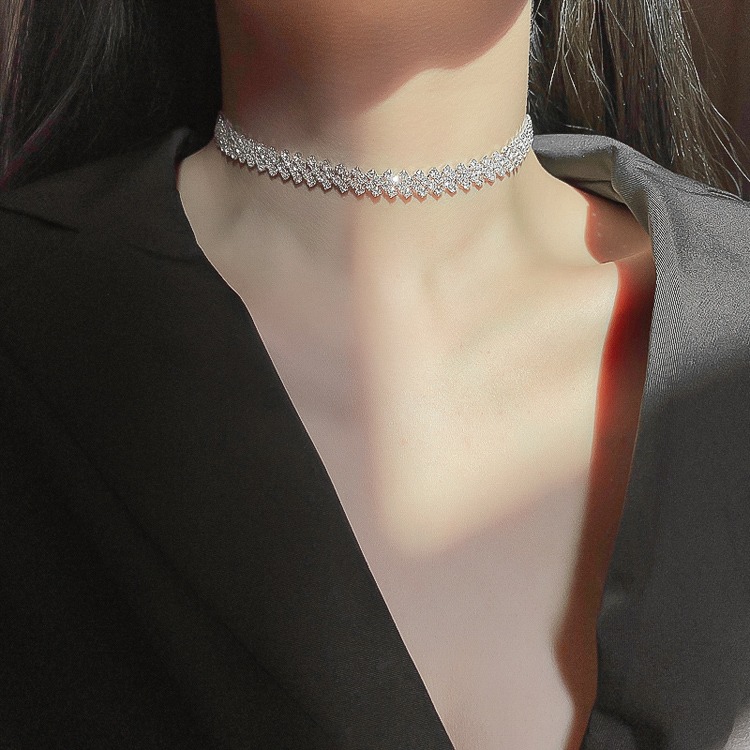 鑲鉆冷淡風鎖骨鏈女簡約氣質頸帶小眾設計感網紅項鏈時尚百搭-細節圖6