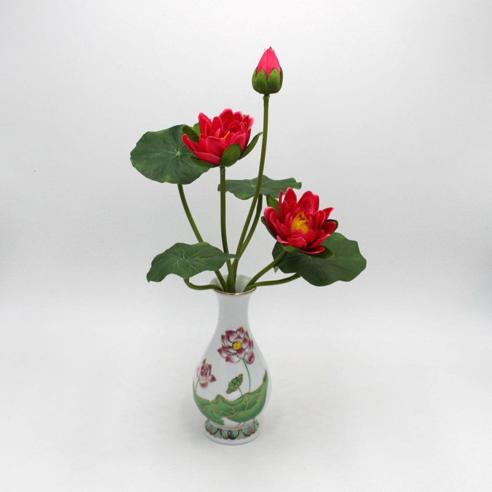 花瓶凈水瓶 假蓮花仿真荷花佛堂供花仿真花禮佛花-細節圖2