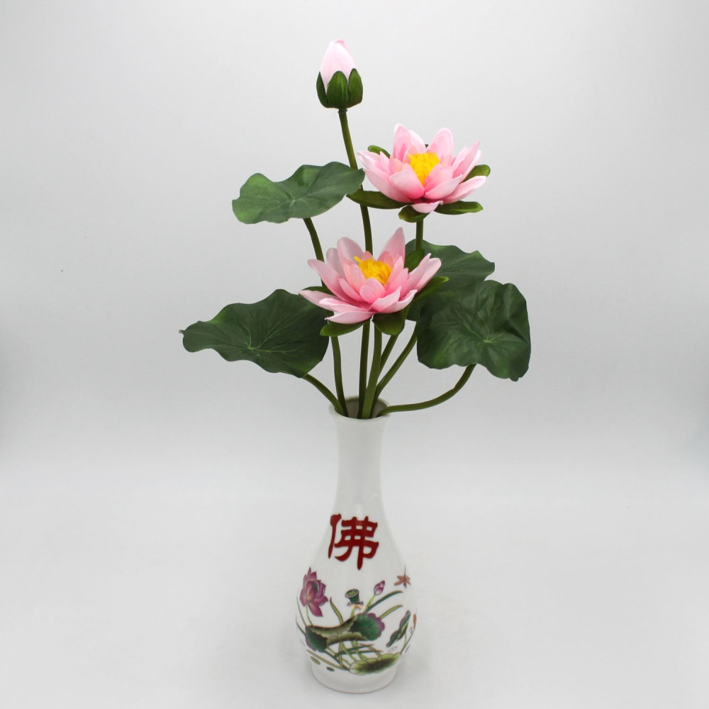 花瓶凈水瓶 假蓮花仿真荷花佛堂供花仿真花禮佛花-細節圖3