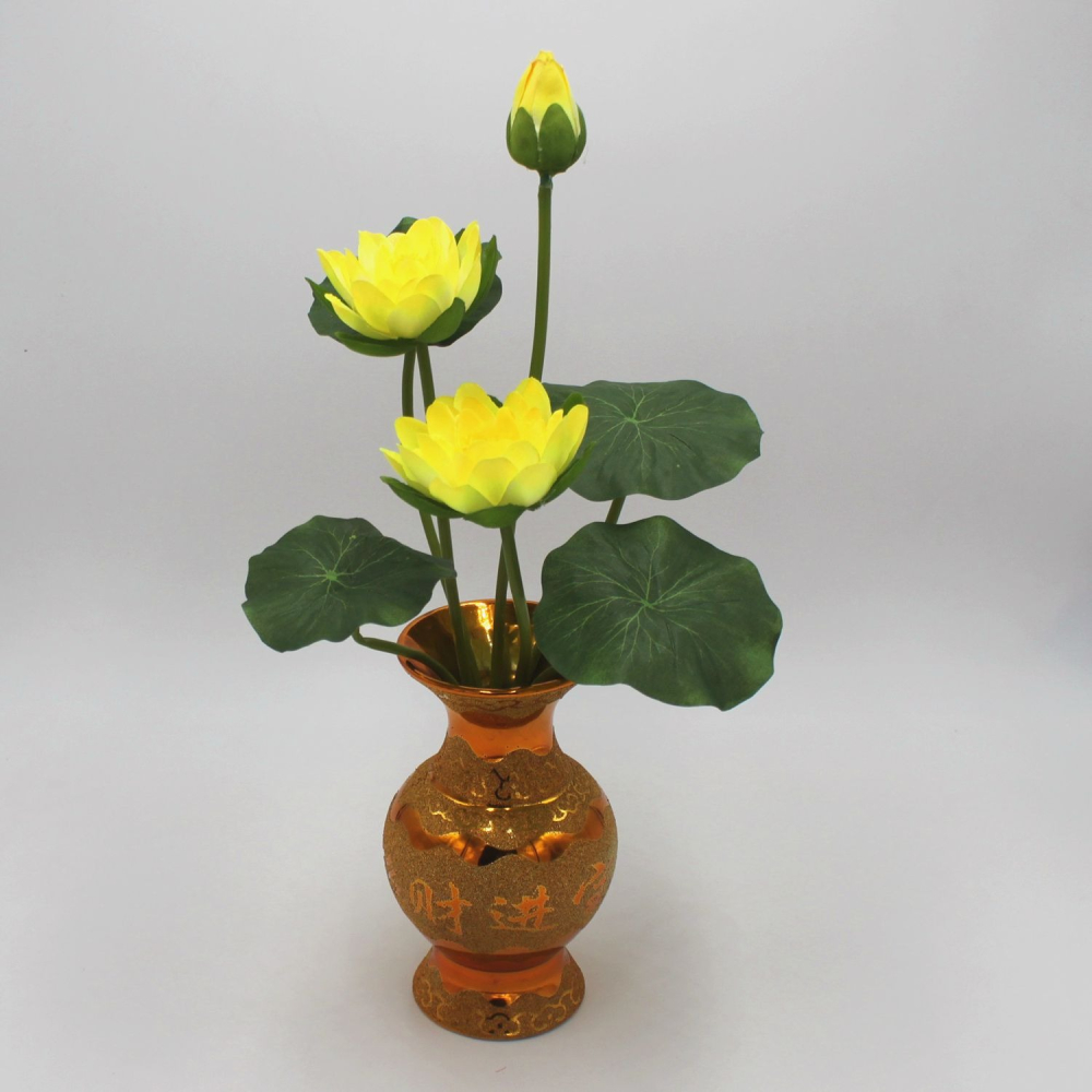 花瓶凈水瓶 假蓮花仿真荷花佛堂供花仿真花禮佛花-細節圖4