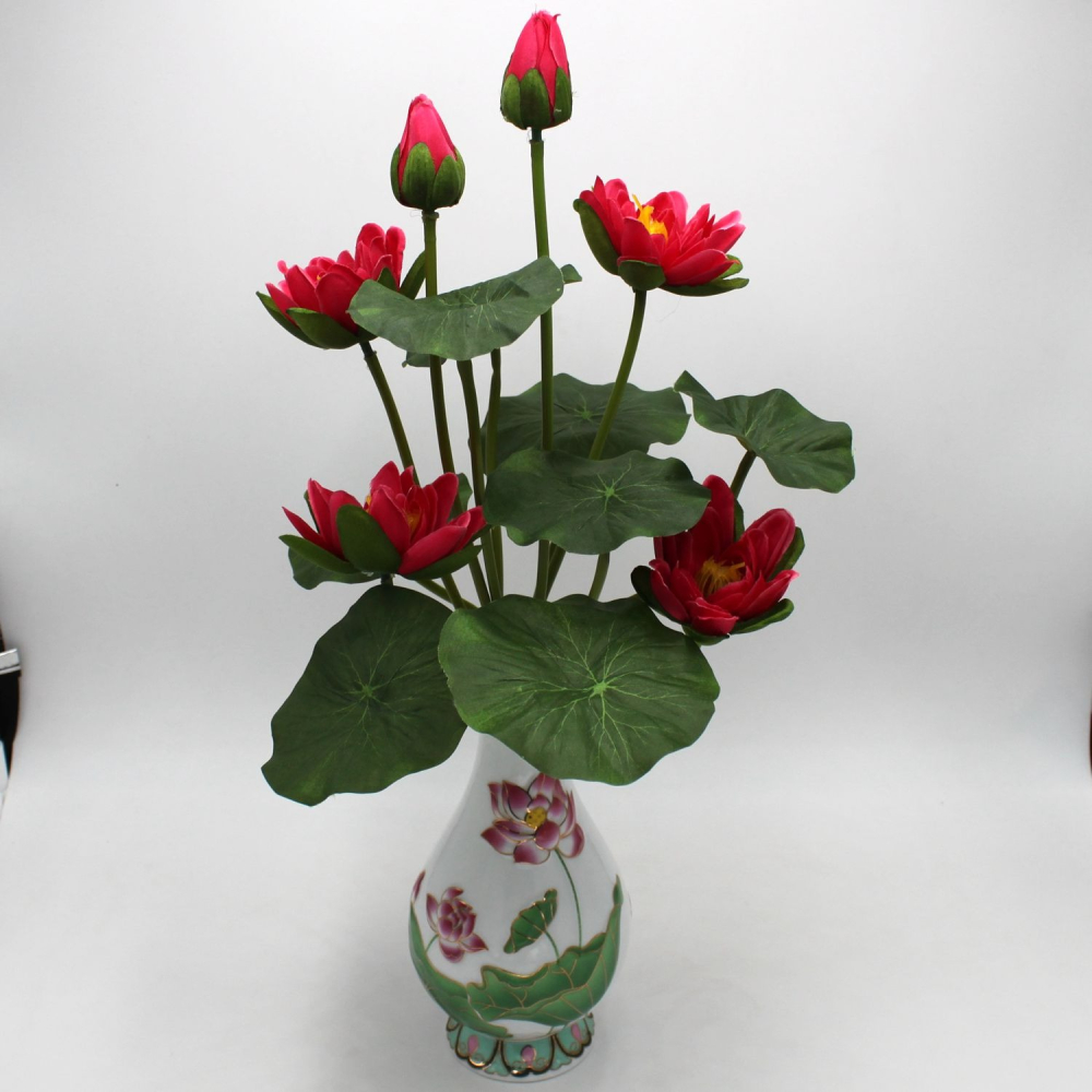 花瓶凈水瓶 假蓮花仿真荷花佛堂供花仿真花禮佛花-細節圖5