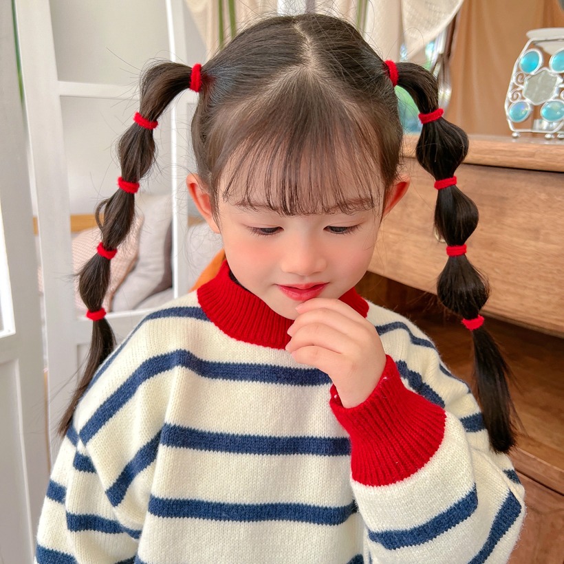 女童紅色高彈力橡皮筋女童寶寶過年不傷發扎發繩兒童新年頭繩發飾-細節圖6
