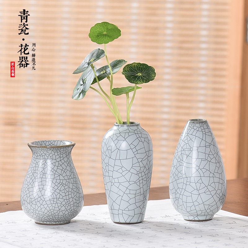 簡約中國風桌面小號可愛陶瓷擺件小花瓶居家裝飾品青瓷小花器花插-細節圖3