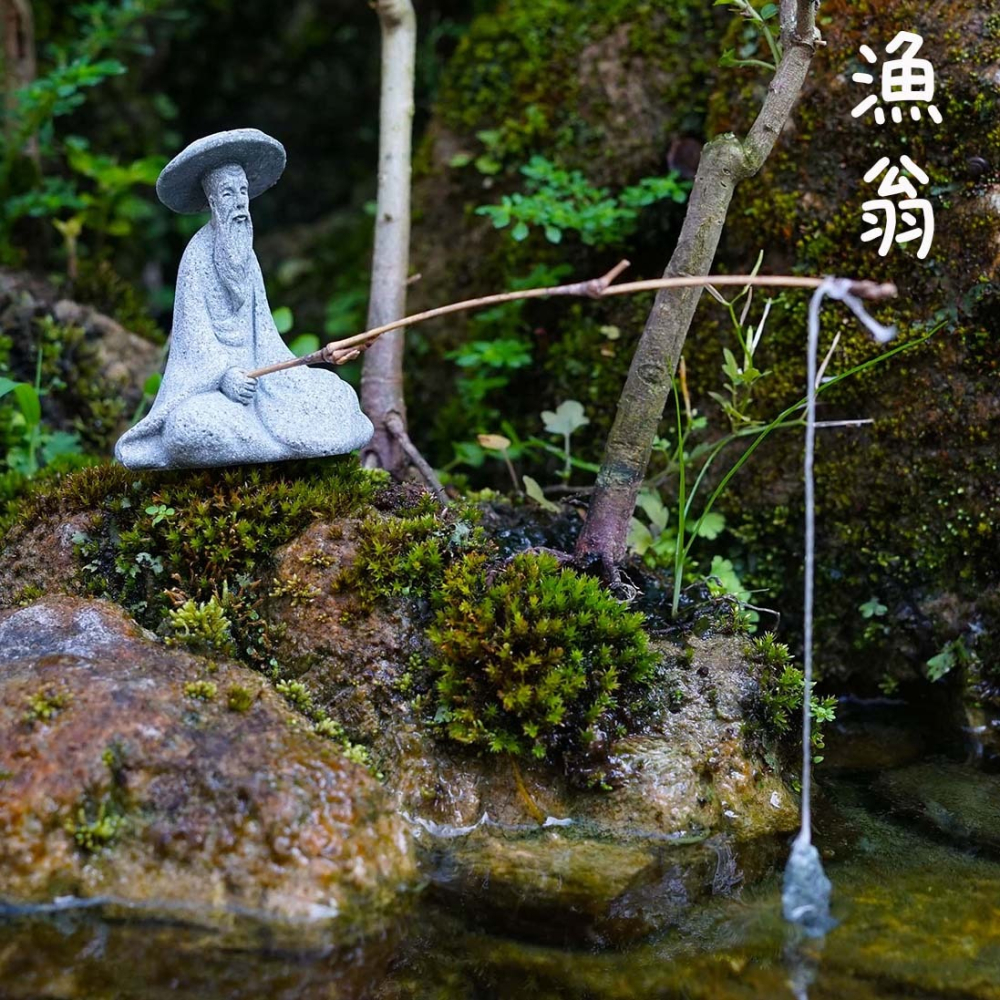 釣魚翁小擺件中式微縮景觀造景裝飾擺設假山盆景佈景配件創意趣味-細節圖2