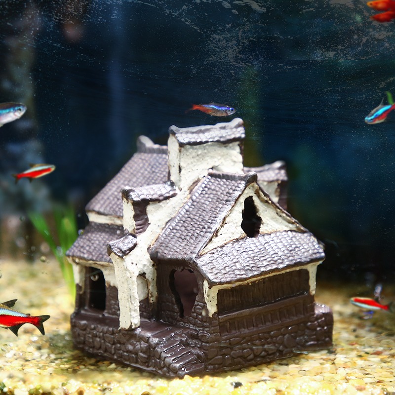 魚缸造景躲避屋魚蝦躲藏洞陶瓷產卵罐創意裝飾房子魚巢繁殖罐-細節圖2
