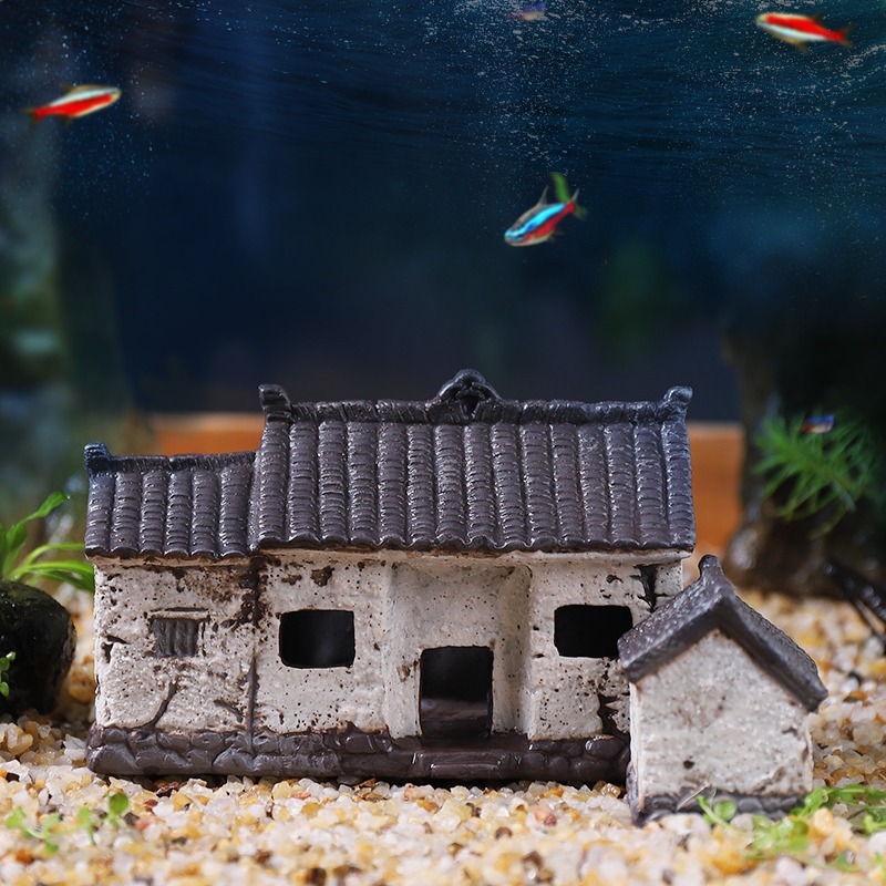 魚缸造景躲避屋魚蝦躲藏洞陶瓷產卵罐創意裝飾房子魚巢繁殖罐-細節圖4