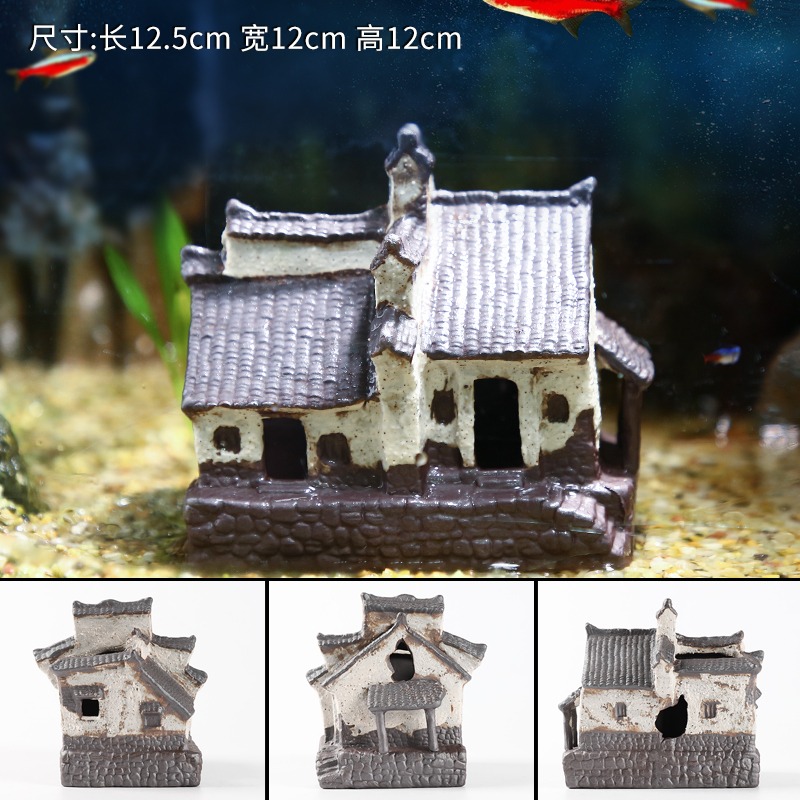 魚缸造景躲避屋魚蝦躲藏洞陶瓷產卵罐創意裝飾房子魚巢繁殖罐-細節圖9