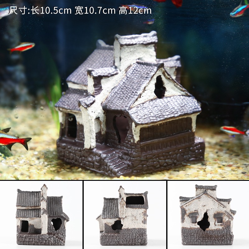 魚缸造景躲避屋魚蝦躲藏洞陶瓷產卵罐創意裝飾房子魚巢繁殖罐-細節圖10