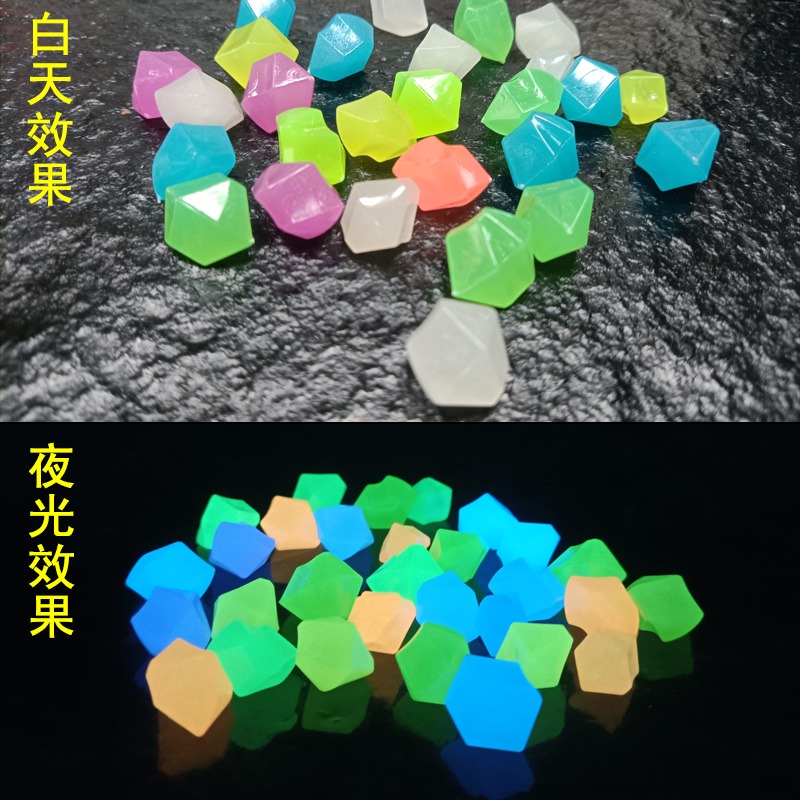 夜光石熒光石菱形冰塊發光石頭碎石寶石鉆石魚缸花園造景裝飾擺件-細節圖2