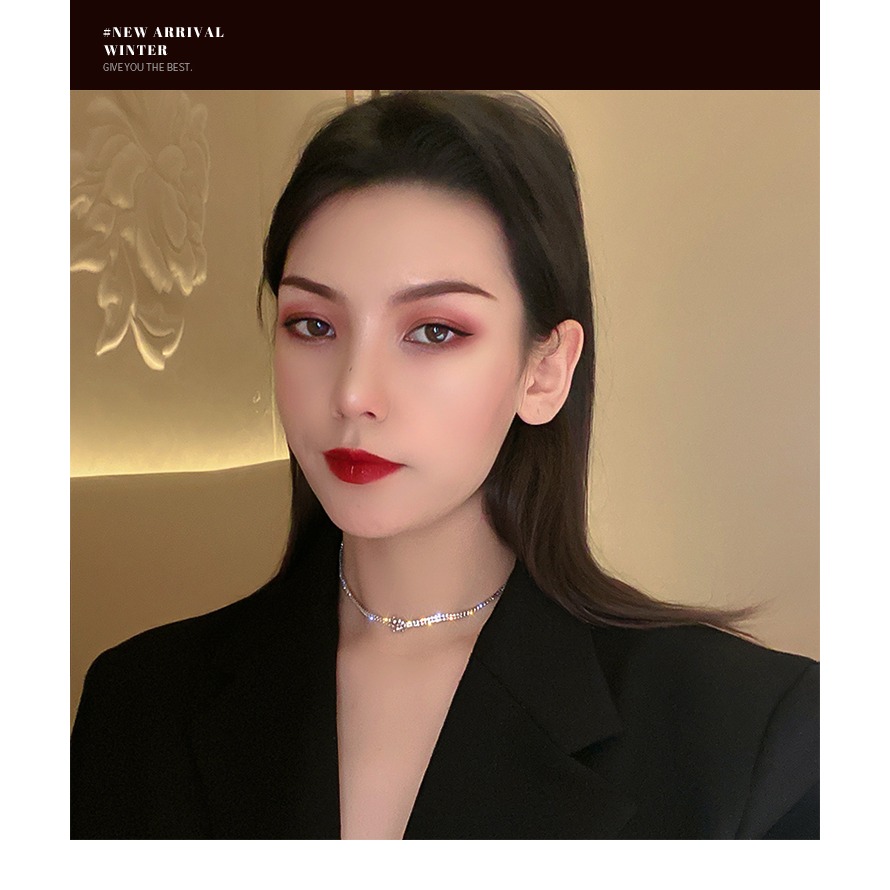 輕奢小眾滿鉆鎖骨鏈2021choker項鏈ins冷淡風時尚個性頸鏈女-細節圖7