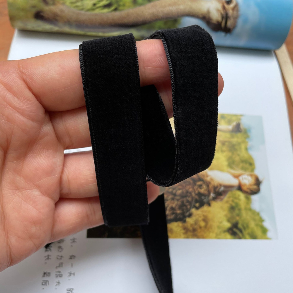 黑色3.8cm寬雙面絲絨帶DIY細天鵝絨植絨帶織帶發飾蝴蝶結材料輔料-細節圖3