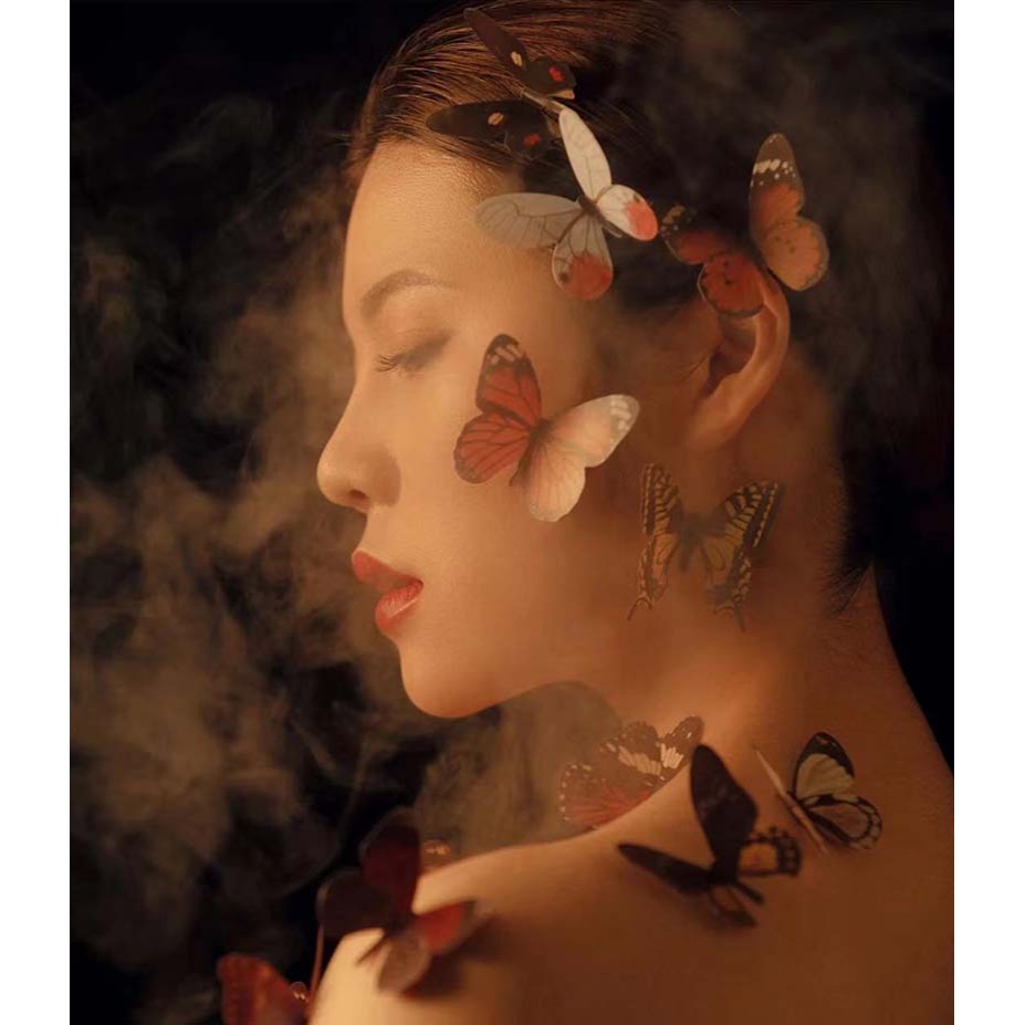 唯美蝴蝶妝精靈仙子寫真發飾臉貼創意妝配飾網紅拍照攝影道具日韓-細節圖3