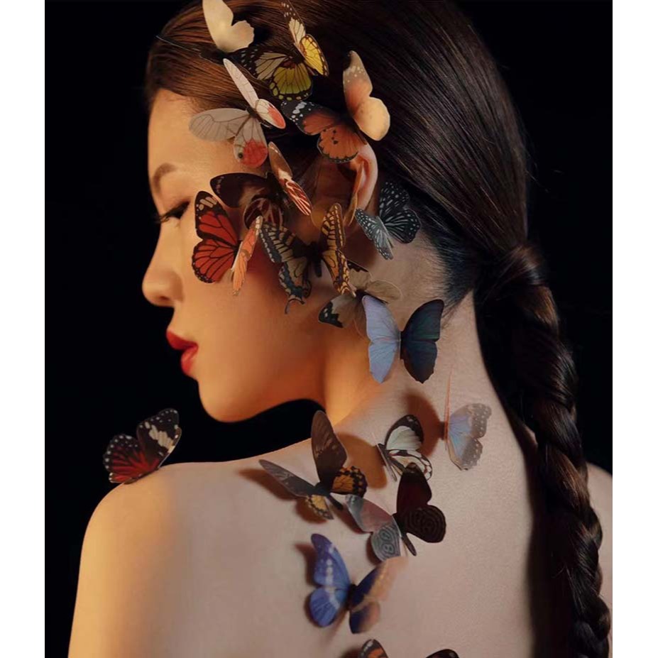 唯美蝴蝶妝精靈仙子寫真發飾臉貼創意妝配飾網紅拍照攝影道具日韓-細節圖7