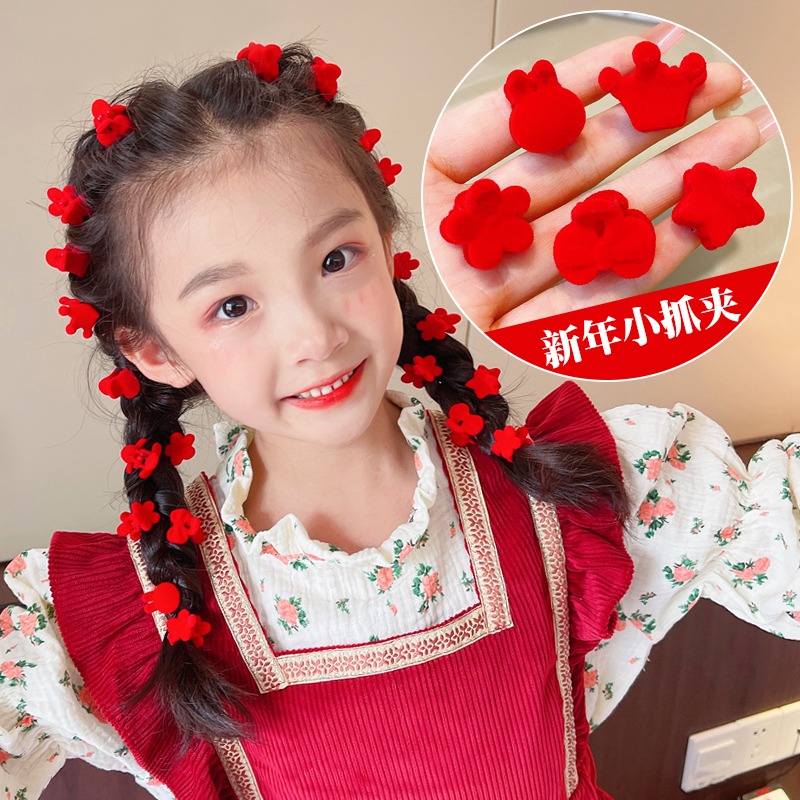 紅色小抓夾兒童女童劉海夾碎發夾女寶寶新年過年發卡夾子發飾頭飾-細節圖2