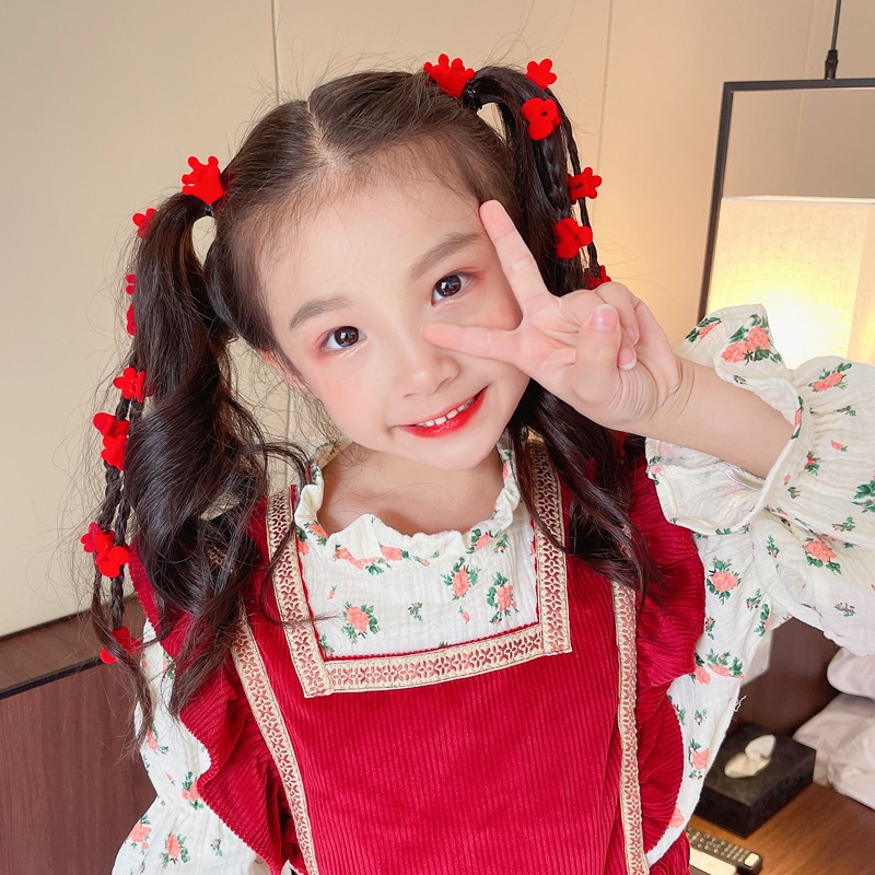 紅色小抓夾兒童女童劉海夾碎發夾女寶寶新年過年發卡夾子發飾頭飾-細節圖3