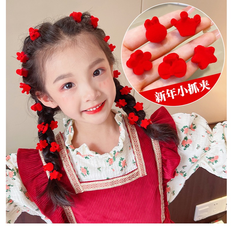 紅色小抓夾兒童女童劉海夾碎發夾女寶寶新年過年發卡夾子發飾頭飾-細節圖6