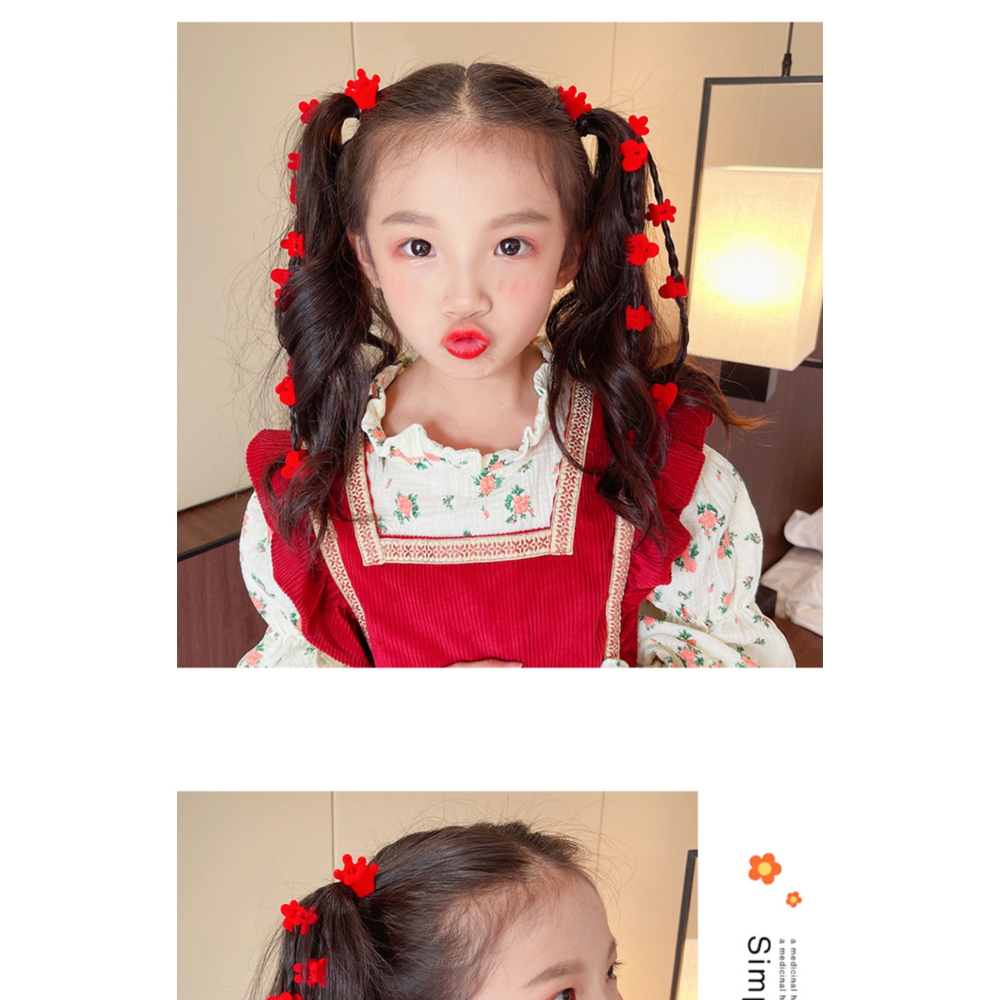 紅色小抓夾兒童女童劉海夾碎發夾女寶寶新年過年發卡夾子發飾頭飾-細節圖10