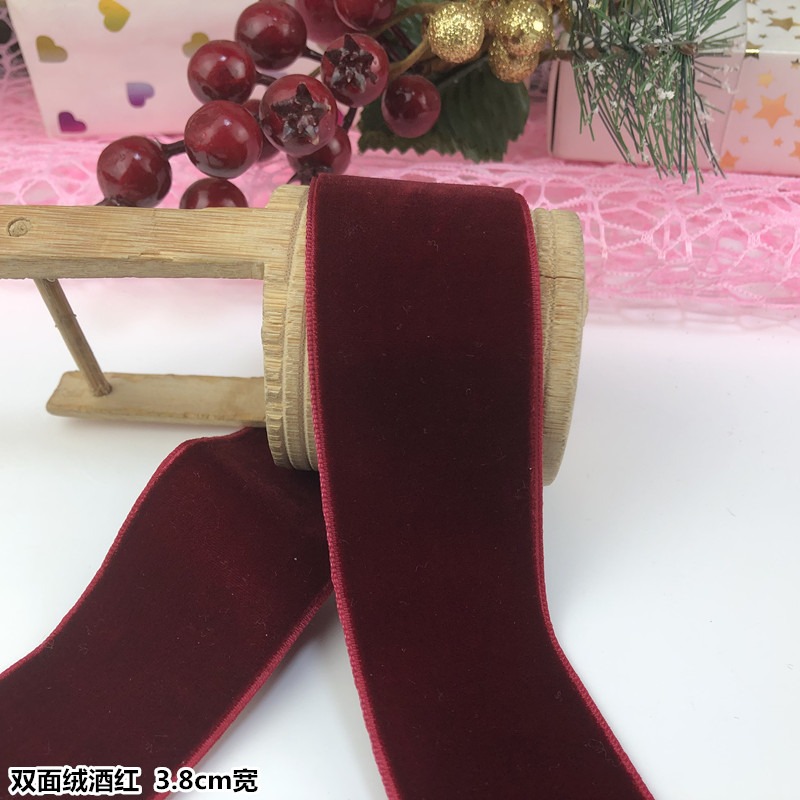 酒紅色雙面天鵝絨帶絲絨絲帶絨面緞植絨織帶diy項鏈頸脖鞋材輔料-細節圖10