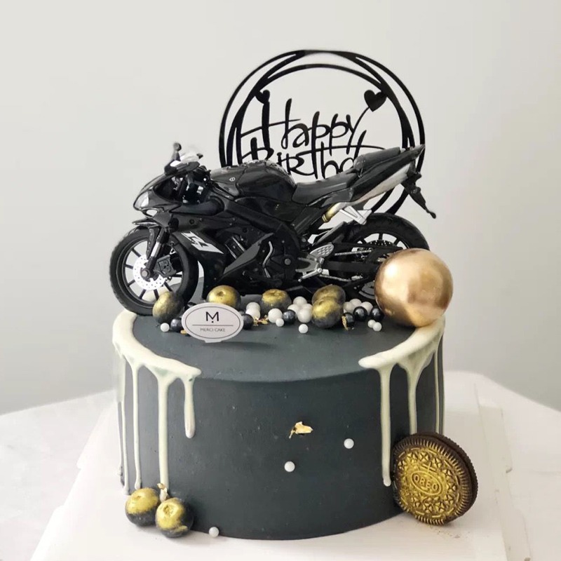 父親節摩托車蛋糕裝飾擺件仿真合金滑行機車怪獸模型男神生日禮物-細節圖2