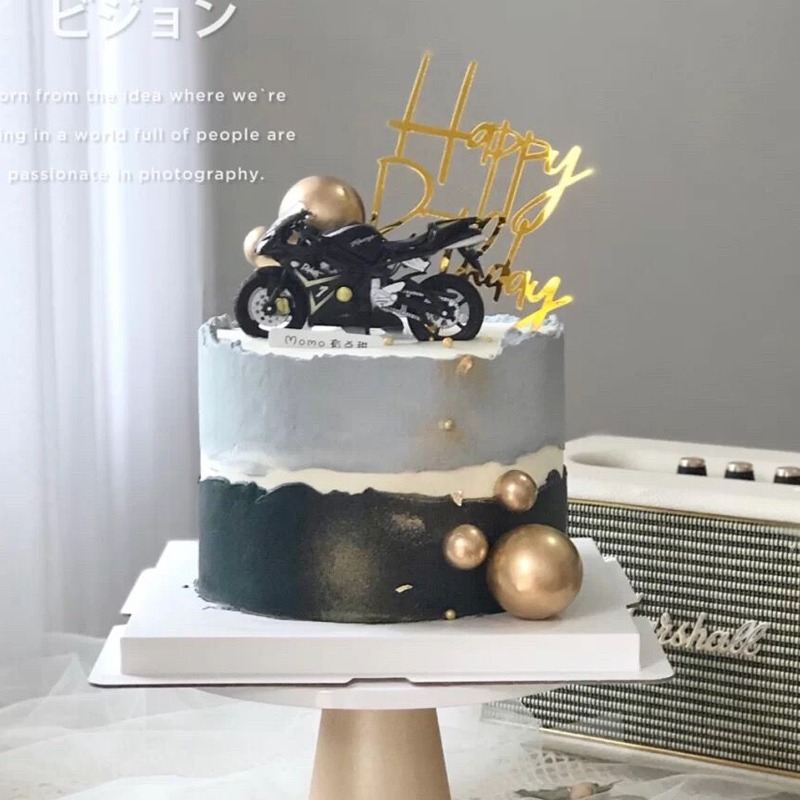 父親節摩托車蛋糕裝飾擺件仿真合金滑行機車怪獸模型男神生日禮物-細節圖3