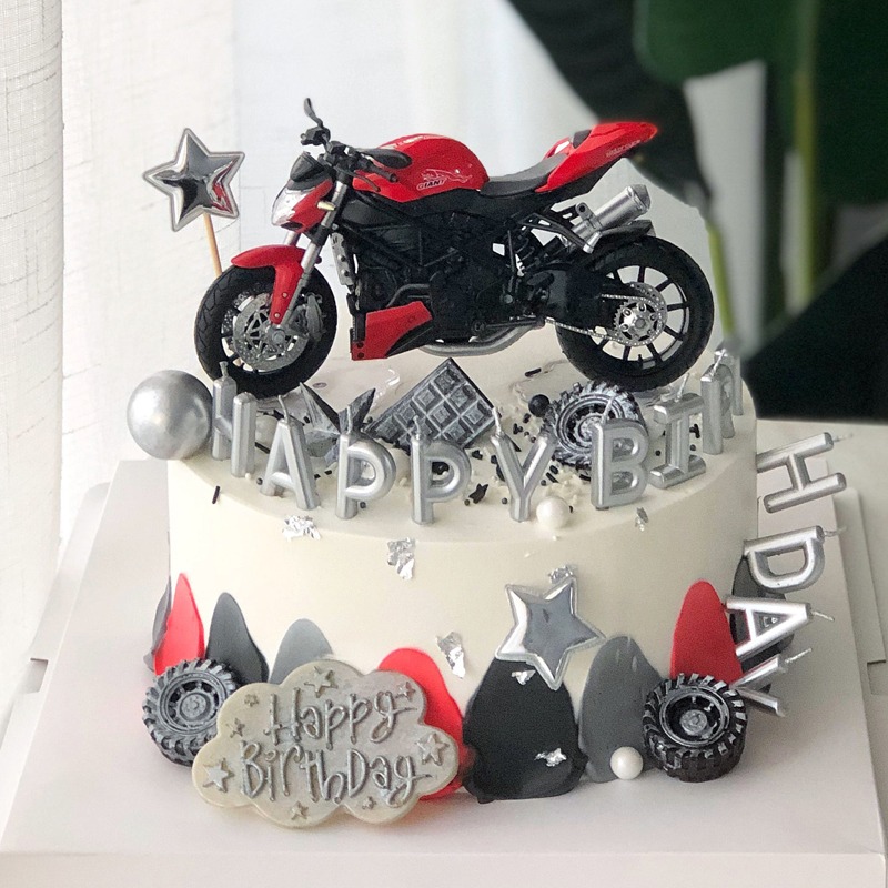 父親節摩托車蛋糕裝飾擺件仿真合金滑行機車怪獸模型男神生日禮物-細節圖4