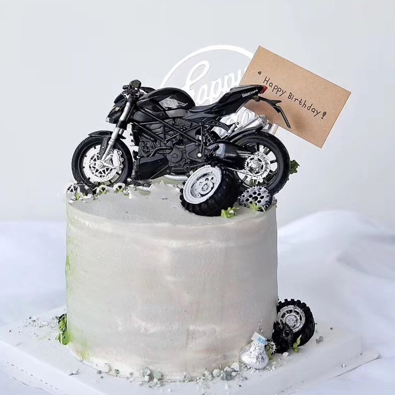 父親節摩托車蛋糕裝飾擺件仿真合金滑行機車怪獸模型男神生日禮物-細節圖6